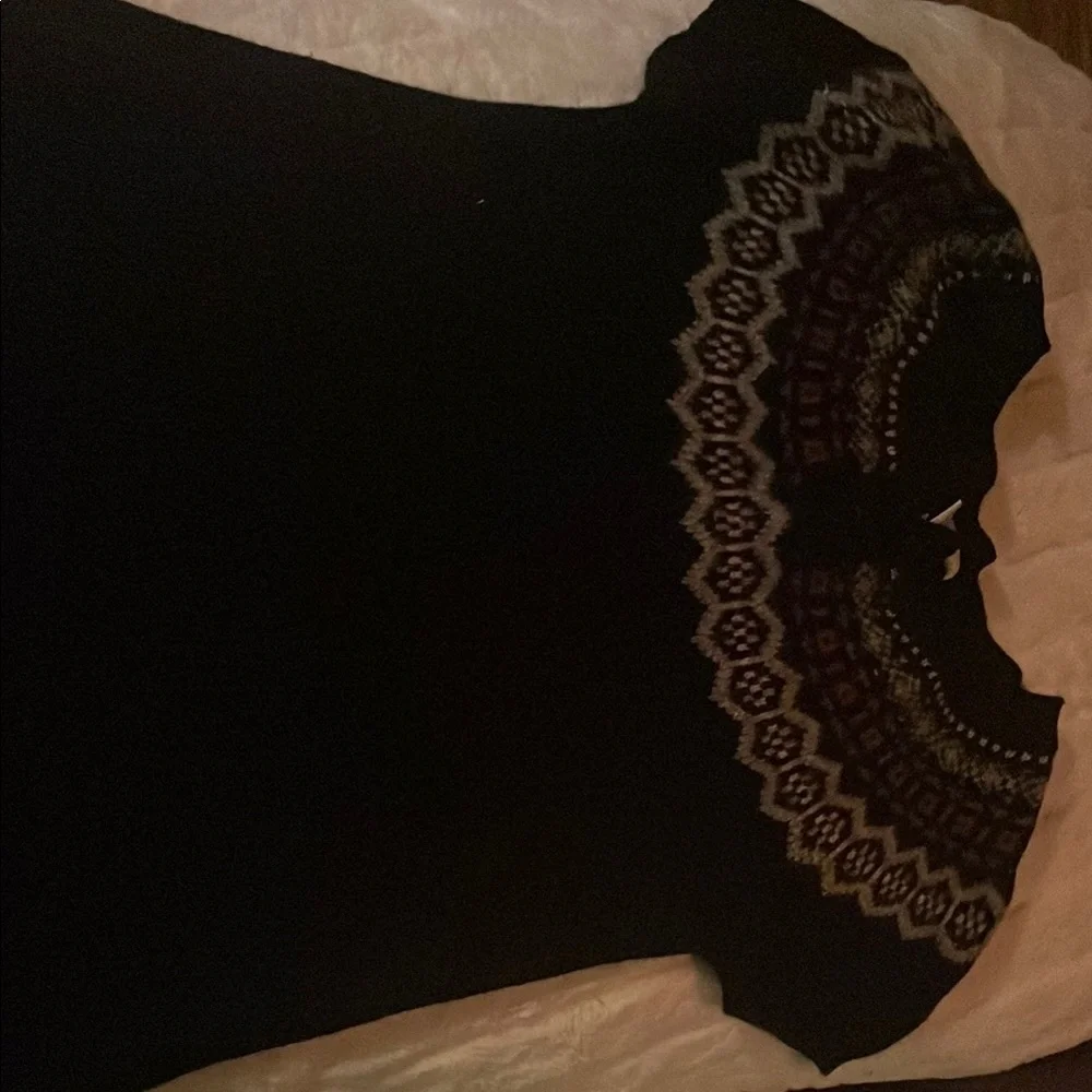 Black Dress with Intricate Patterned Neckline - Picture 1 of 2